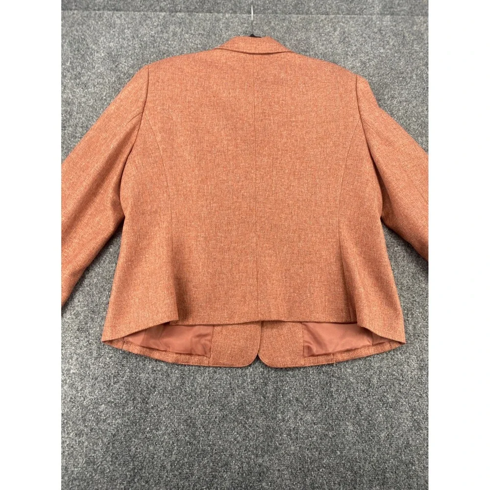 Le Suit Essentials Skirt Suit Set Women 18 Rust Orange Herringbone Blazer Ruffle